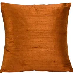 Sankara Copper Orange Silk Throw Pillow 16x16