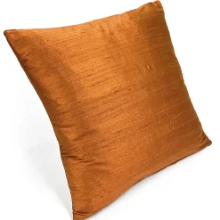 Sankara Copper Orange Silk Throw Pillow 16x16