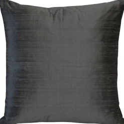 Sankara Dark Gray Silk Throw Pillow 16x16
