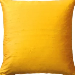 Sankara Deep Yellow Silk Throw Pillow 18x18