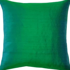 Sankara Emerald Green Silk Throw Pillow 18x18