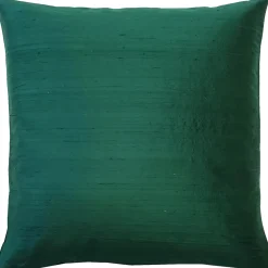 Sankara Forest Green Silk Throw Pillow 16x16