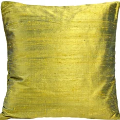 Sankara Iridescent Lime Silk Throw Pillow 16x16