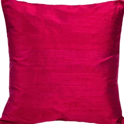 Sankara Raspberry Red Silk Throw Pillow 16x16
