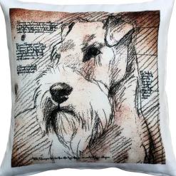 Schnauzer Looking Left Dog Pillow 17x17