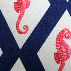 Sea Island Navy and Red Argyle Seahorse Throw Pillow 20x20