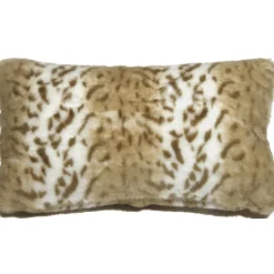 Tawny Lynx Faux Fur 12x20 Throw Pillow
