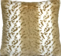 Tawny Lynx Faux Fur 20x20 Throw Pillow