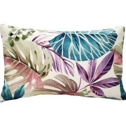Thai Garden Blue Leaf Throw Pillow 12x20