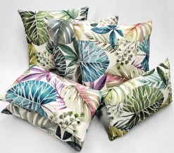 Thai Garden Blue Leaf Throw Pillow 12x20