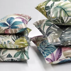 Thai Garden Gray Leaf Throw Pillow 12x20