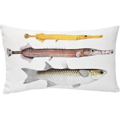 Three Fish Throw Pillow 12x19
