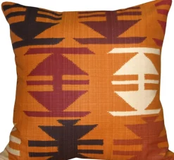 Tribal Orange 22x22 Decorative Pillow