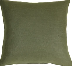 Tuscany Linen Fig Green Throw Pillow 17x17