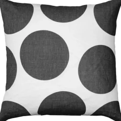 Tuscany Linen Gray Circles Throw Pillow 22x22