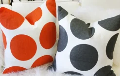 Tuscany Linen Gray Circles Throw Pillow 22x22
