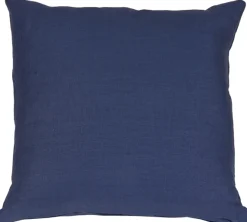 Tuscany Linen Indigo Blue Throw Pillow 17x17