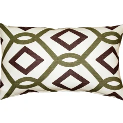 Tuscany Linen Sage Diamond Chain Throw Pillow 12x19