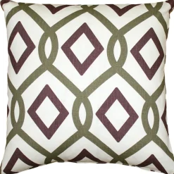 Tuscany Linen Sage Diamond Chain Throw Pillow 19x19