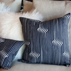 Tuscany Linen Shockwave Blue Throw Pillow 12x19