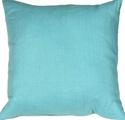 Tuscany Linen Turquoise Throw Pillow 17x17
