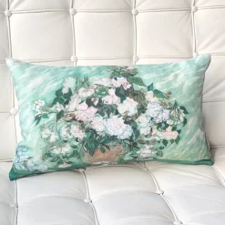 Van Gogh Vase with Pink Roses Throw Pillow