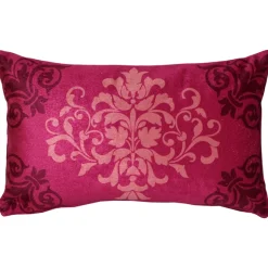Velvet Damask Rose Throw Pillow 11x18