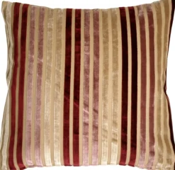 Velvet Multi Stripes Mauve 20x20 Throw Pillow