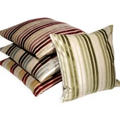 Velvet Multi Stripes Mauve 20x20 Throw Pillow