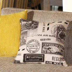 Vintage Postage Stamp Gray 18x18 Throw Pillow