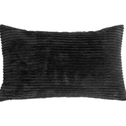 Wide Wale Corduroy 12x20 Black Throw Pillow