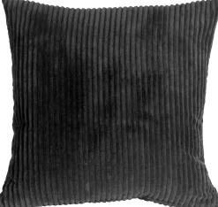 Wide Wale Corduroy 18x18 Black Throw Pillow