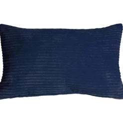 Wide Wale Corduroy 12x20 Dark Blue Throw Pillow