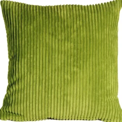 Wide Wale Corduroy 22x22 Green Throw Pillow