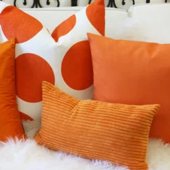 Wide Wale Corduroy 12x20 Light Orange Throw Pillow