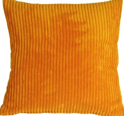 Wide Wale Corduroy 22x22 Light Orange Throw Pillow
