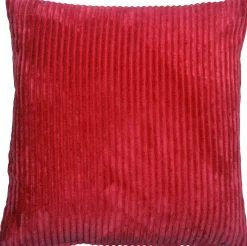 Wide Wale Corduroy 22x22 Red Throw Pillow