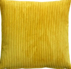 Wide Wale Corduroy 22x22 Yellow Throw Pillow