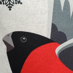 Winter Finch Flying Bird Christmas Pillow