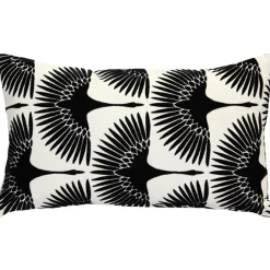 Winter Flock Black and White Throw Pillow 12x20