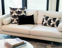 Winter Flock Black and White Throw Pillow 12x20