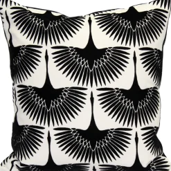 Winter Flock Black and White Throw Pillow 20x20
