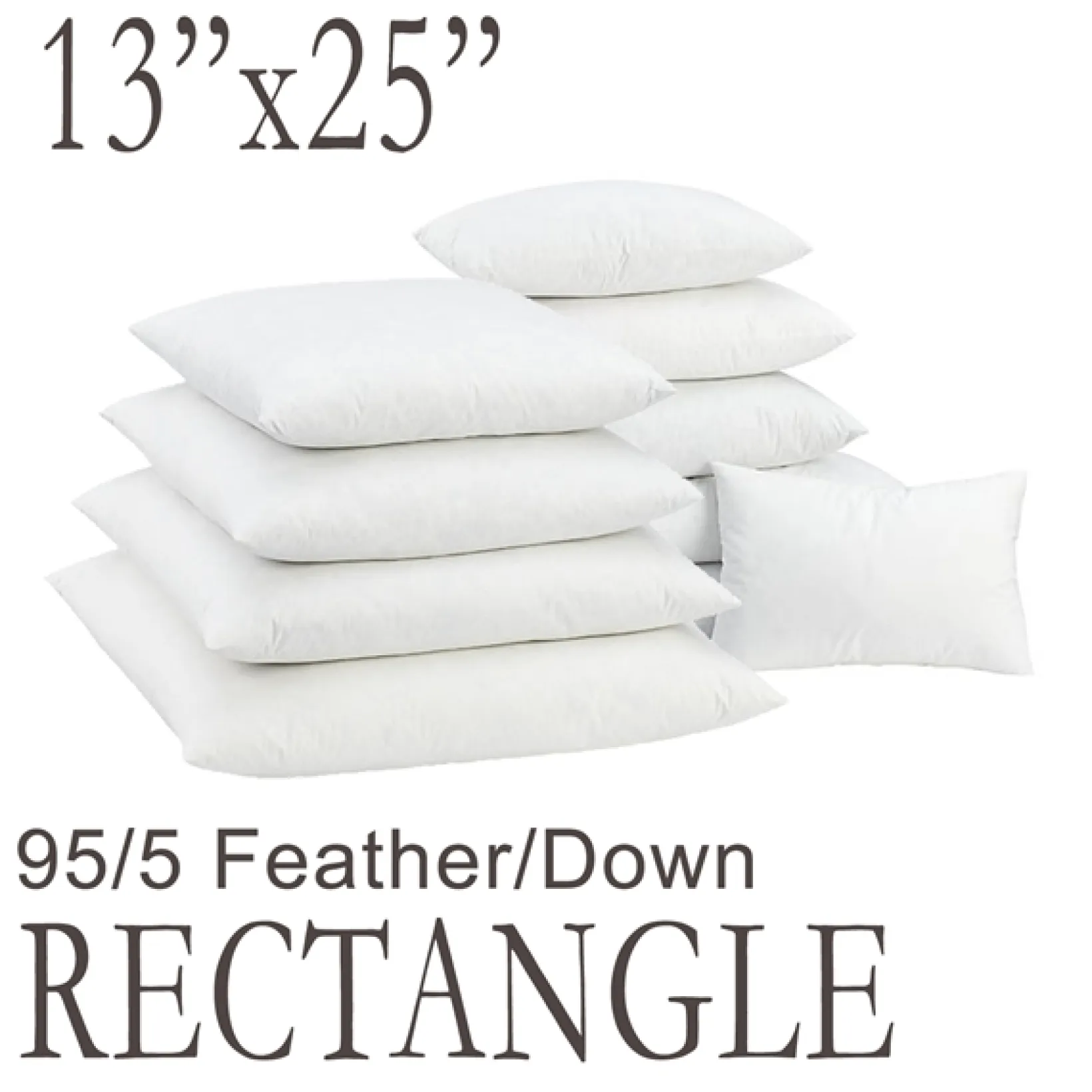 13"x25" Rectangular Feather Down Pillow Form